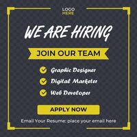 Unique and modern Job Hiring Social Media Template Design vector