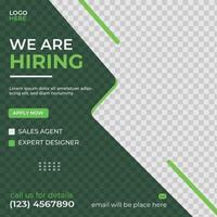 Creative and modern social media template design for job hiring post vector