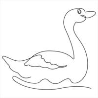 Continuous single line art drawing of pet animal duck concept single line draw style illustration vector