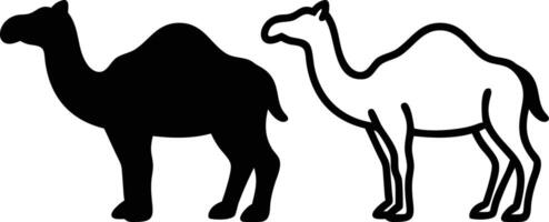 Camel silhouette icon line art vector