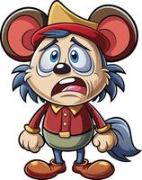 Cartoon mouse with sad expression vector