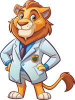 Lion in a lab coat vector