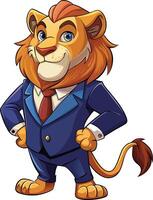 A cartoon lion in a suit and tie vector