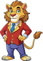 Cartoon lion in a suit and tie vector
