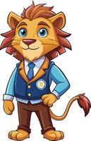 A cartoon lion in a suit and tie vector