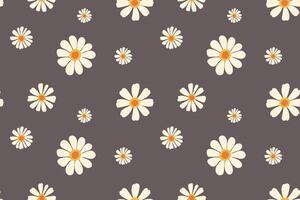A Seamless Pattern of Stylized White Daisies on a Dark Gray Background vector