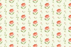 A pattern with red flowers on a white background vector