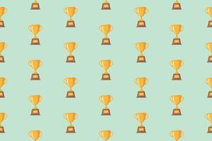 A seamless pattern with gold trophies on a green background vector