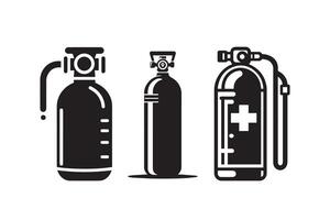 Oxygen cylinder Silhouette Illustration vector