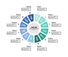 Circle infographic timeline 12 month options or steps presentation template vector