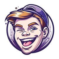 A flat style sticker of a winking boy vector