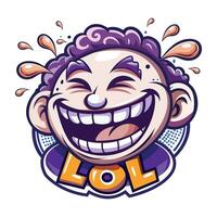 A flat sticker of lol reaction vector