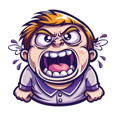 A character shouting with frustration, a flat style sticker