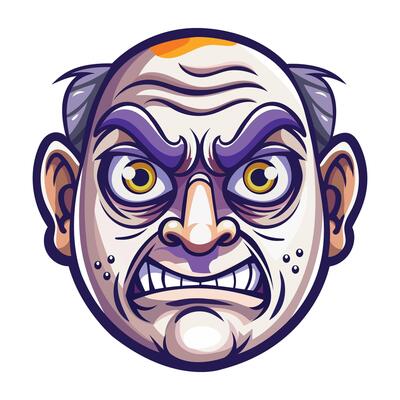 A character clenching his teeth with an angry face, flat style sticker