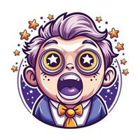 A flat style sticker of an amazed character vector