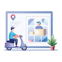A flat style illustration of scooter delivery vector
