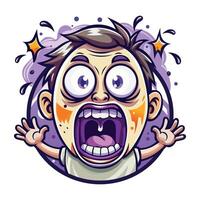 A flat sticker of screaming character vector