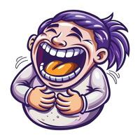Extremely funny laughing sticker in flat style vector