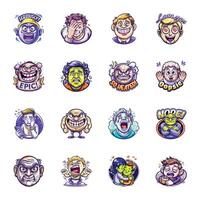 Bundle of Flat Style Expression Stickers vector