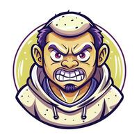 A flat style sticker of furious man vector