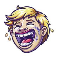 funny laughing character sticker in flat style vector