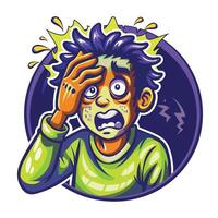 Depressed character sticker in flat style vector