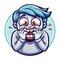 A flat sticker of a worried character vector