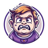 A flat style sticker of a boy feeling irritation vector