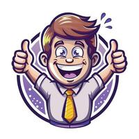 A flat sticker of a character doing thumbs up vector