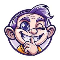 A flat sticker of a character putting finger on his mouth depicting keep quit expression vector