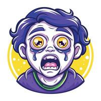 A flat sticker of a weeping character vector