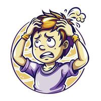 A flat sticker of perplexed boy vector