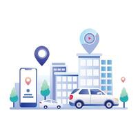 A flat illustration of gps location mobile app vector