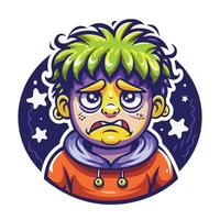A flat sticker of a disappointed boy vector