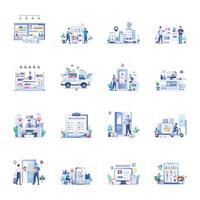 Bundle of Flat Style Shopping Illustrations vector