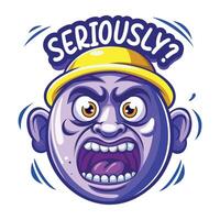 A flat sticker of angry man asking seriously vector