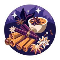 A flat illustration of different spices vector