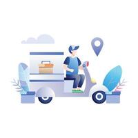 A flat illustration of delivery location vector