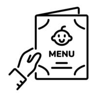 Menu card with baby face, a line style icon vector