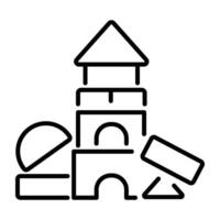 A line icon of children block castle toy vector
