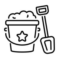 Sand bucket icon in linear style vector