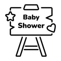 A line icon of a chalkboard with baby shower typography vector