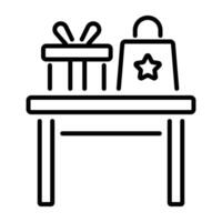 Gift table icon in line style vector