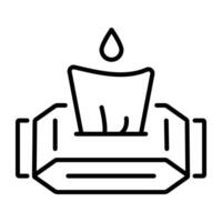 A line icon of a pack of baby wipes with a water drop on top vector