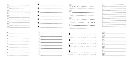 Set To do check list page doodle blank. Reminder, memo note hand drawn isolated on white. Pencil planner, notepad, sheet. vector