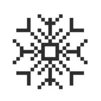 Pixel snowflake winter retro pixilated 8 bit game stamp. Holiday flake ornament. Simple crystal ornament. vector