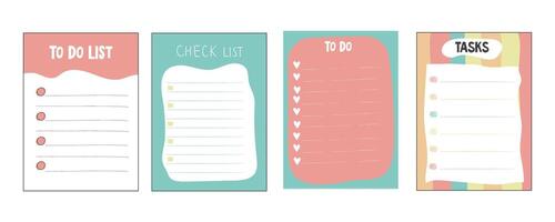 Set To do check list page doodle blank. Reminder, memo note hand drawn isolated on white. Pencil planner, notepad, sheet. vector