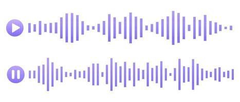 Sound wave or voice message waveform. Podcast, media record, radio signal. Decibel audio record icon isolated on white background. Equalizer line vector