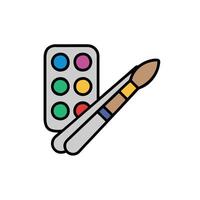 a paint brush and palette icon on a white background vector