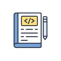 a book with a pen and a code vector